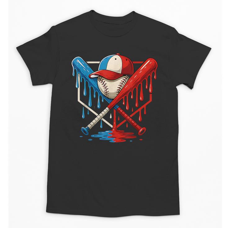 American Baseball Drip Graffiti Ball And Bat Unisex T-Shirt