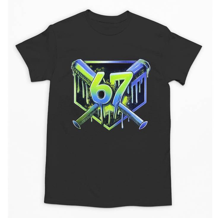 Awesome 67 Baseball Drip Effect Baseball 6-7 Meme Graphic Unisex T-Shirt