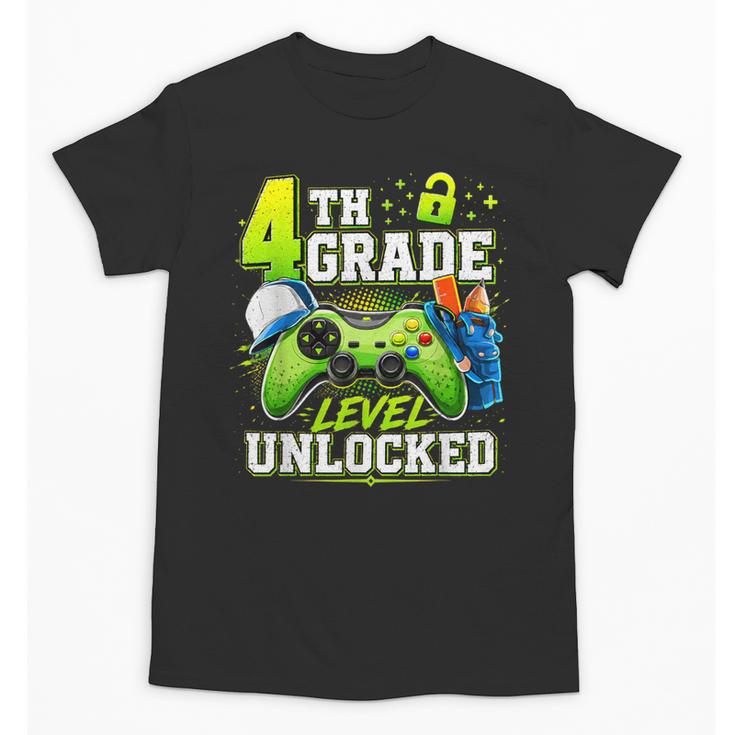 Back To School 4th Fourth Grade Level Unlocked Gamer Kid Unisex T-Shirt