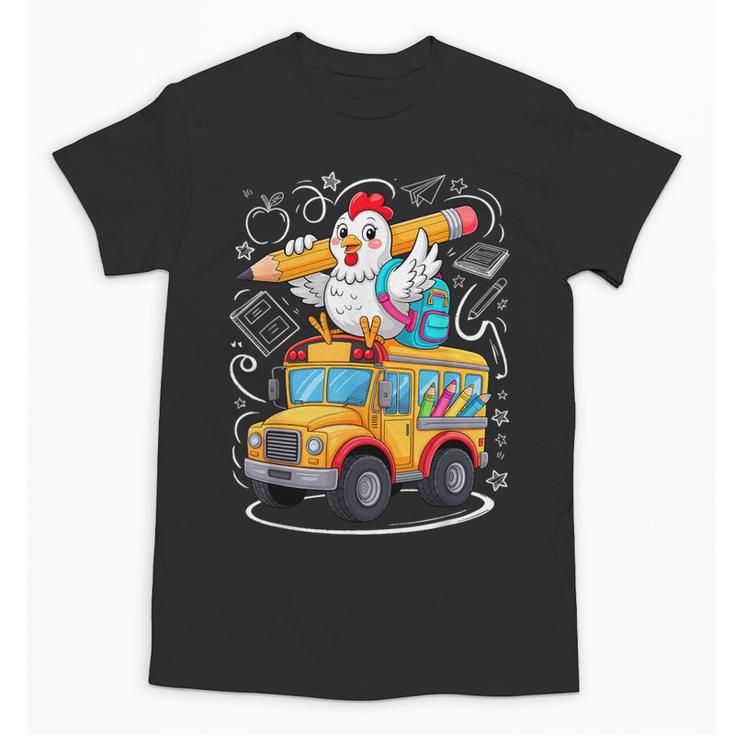 Back To School Chicken School Bus 100 Days Of School Unisex T-Shirt