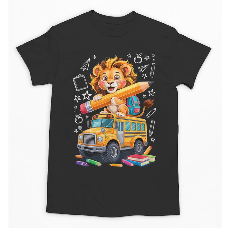 Back To School Lion School Bus 100 Days Of School Unisex T-Shirt