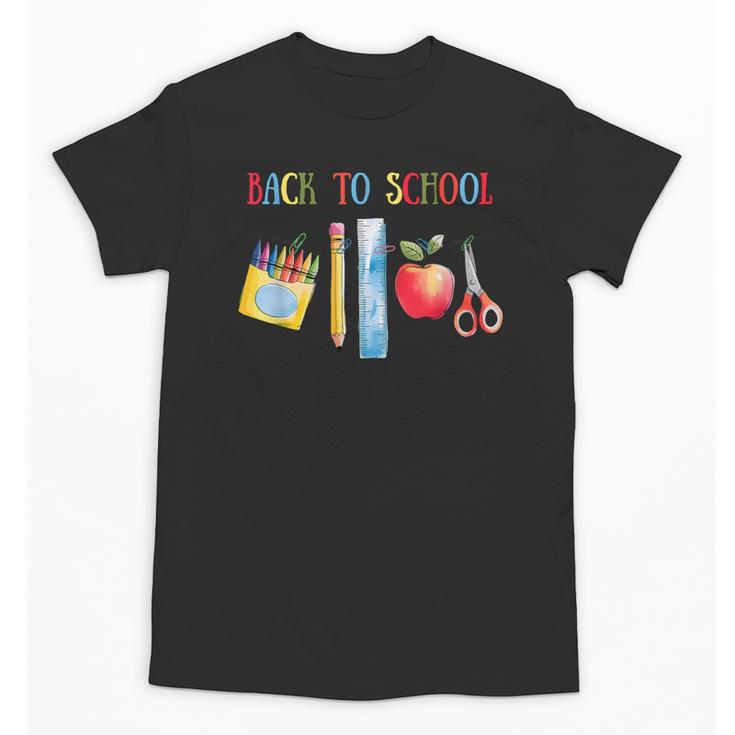Back To School Shirt Apple Crayons Pencil Ruler Cute Graphic Unisex T-Shirt