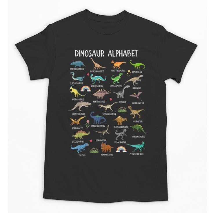 Back To School Types Of Dinosaurs Alphabet Identification Unisex T-Shirt