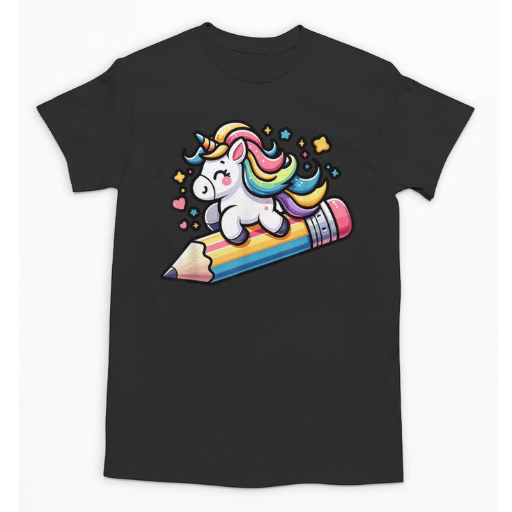 Back To School Unicorn Riding A Pencil Unisex T-Shirt