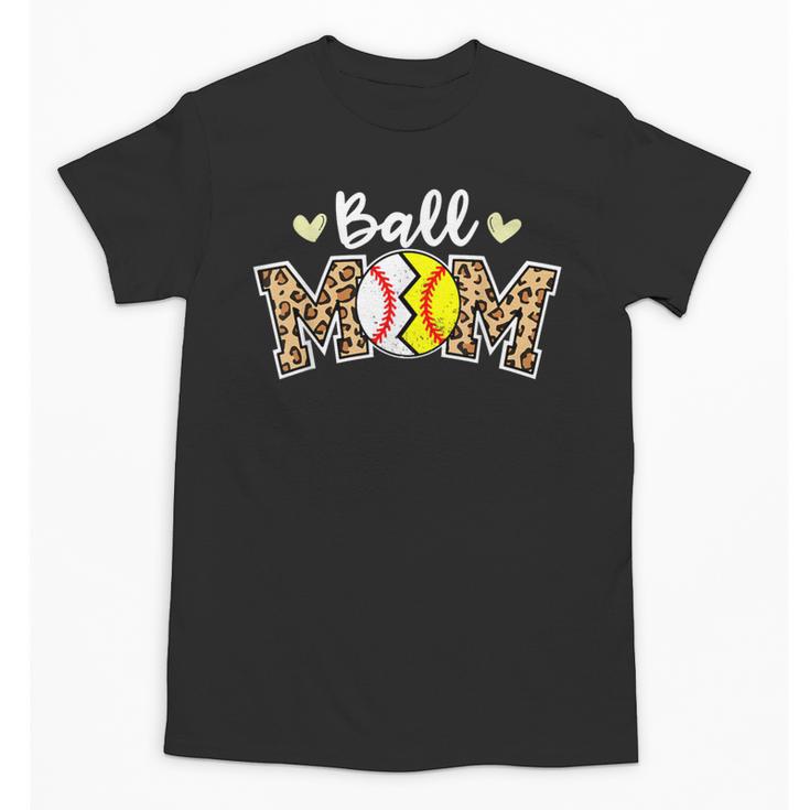 Ball Mom Leopard Baseball Softball Player Mom Unisex T-Shirt