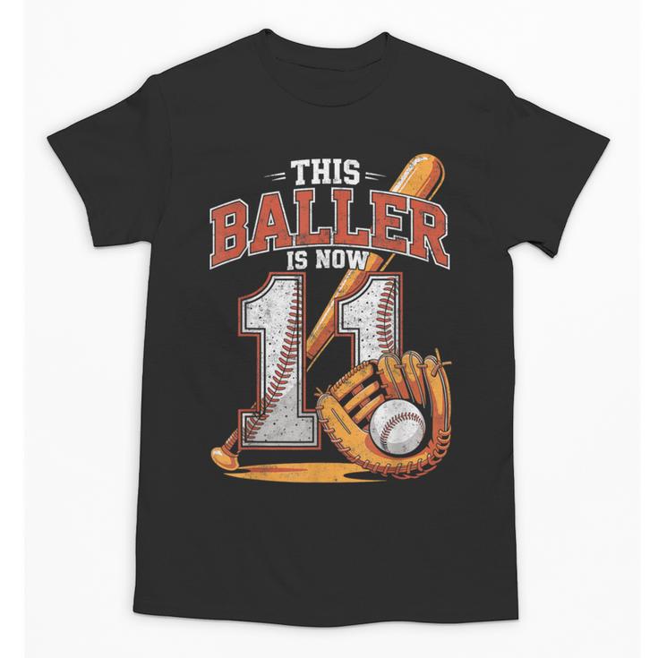 This Baller Is Now 11 Year Baseball Player 11th Birthday Boy Unisex T-Shirt