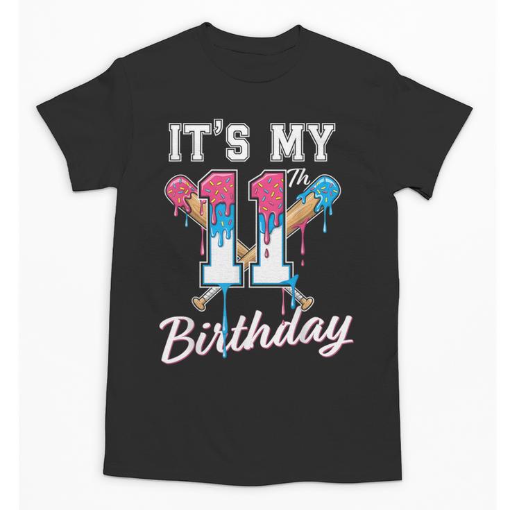 Baseball 11 Year Old Ice Cream Drip 11th Birthday Boys Unisex T-Shirt