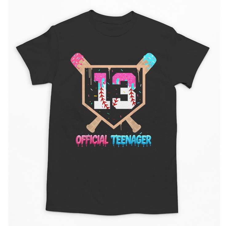 Baseball 13 Year Ice Cream Drip 13th Bday Official Teenager Unisex T-Shirt