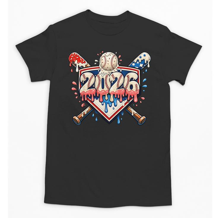 Baseball 2026 Ice Cream Drip Bats For Boys Birthday Graphic Unisex T-Shirt