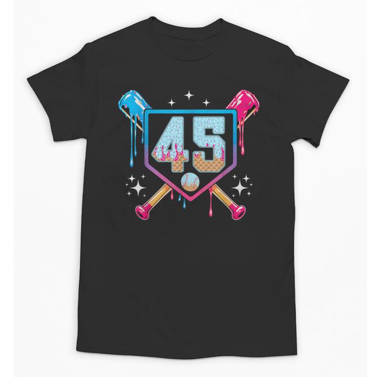 Baseball 45 Year Old Ice Cream Drip 45th Birthday Number 45 Unisex T-Shirt