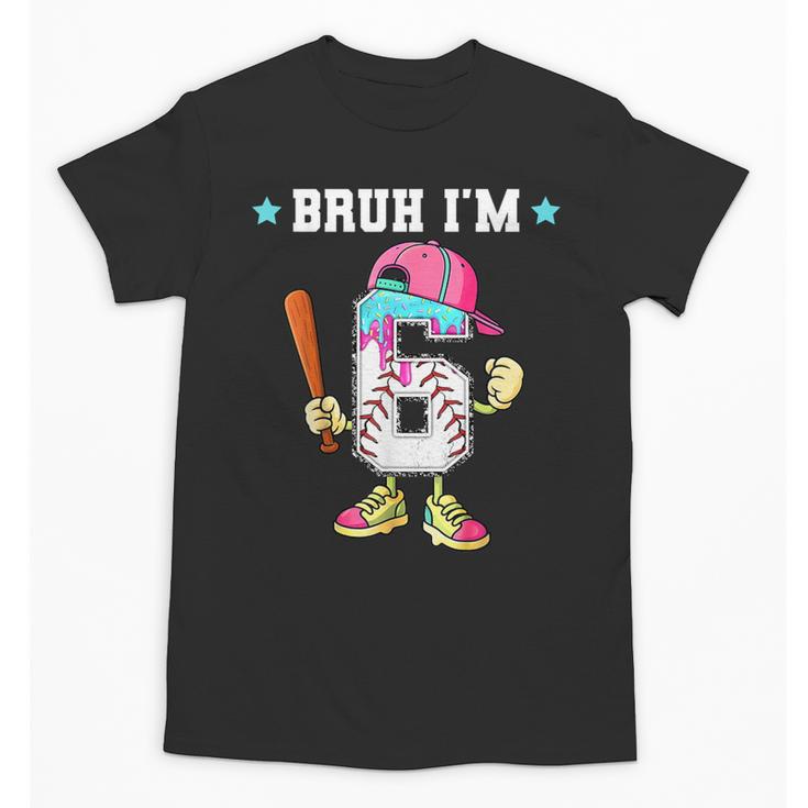 Baseball 6th Birthday Boy Ice Cream Drip Bruh I'm 6 Year Old Unisex T-Shirt