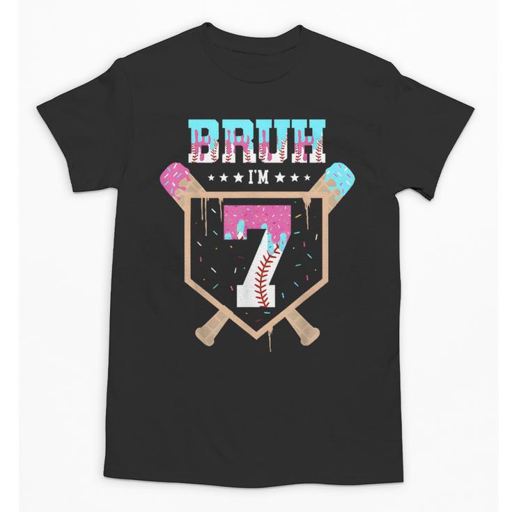 Baseball 7 Year Old Ice Cream Drip 7th Birthday Boys Player Unisex T-Shirt