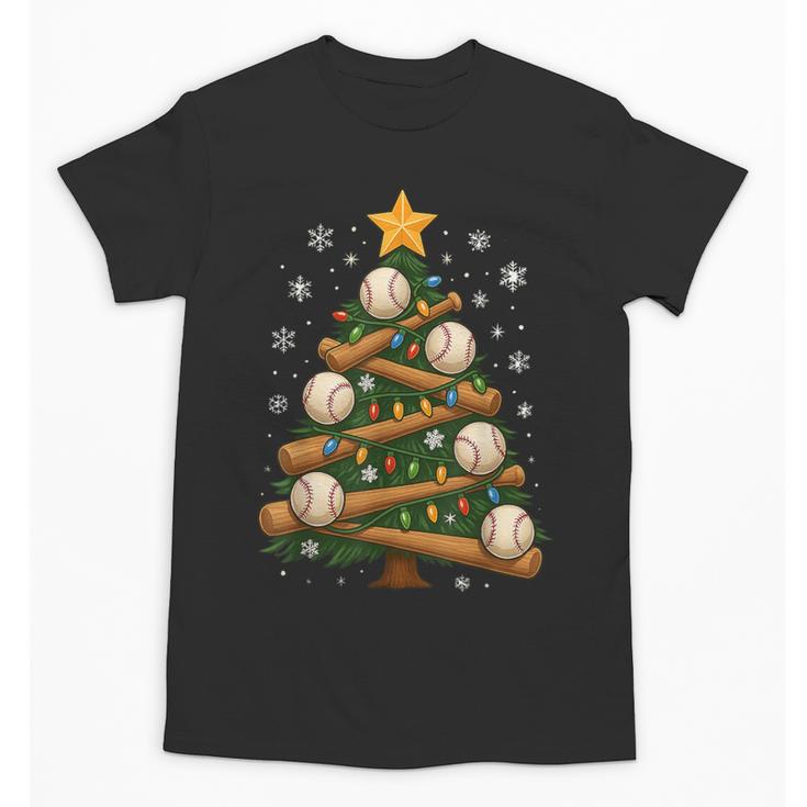 Baseball Bat Christmas Tree Lights Holiday Xmas Unisex T-Shirt