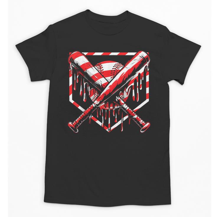 Baseball Candy Cane Christmas Baseball Ice Cream Drip Boys Unisex T-Shirt