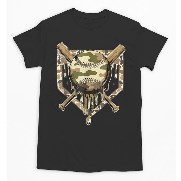 Baseball Drip For Boys Ice Cream Dripping Boys Baseball Camo Unisex T-Shirt