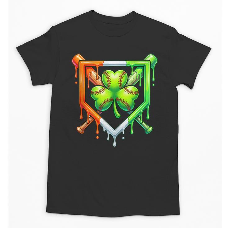 Baseball Drip Ice Cream St Patricks Day Shamrock Lucky Unisex T-Shirt
