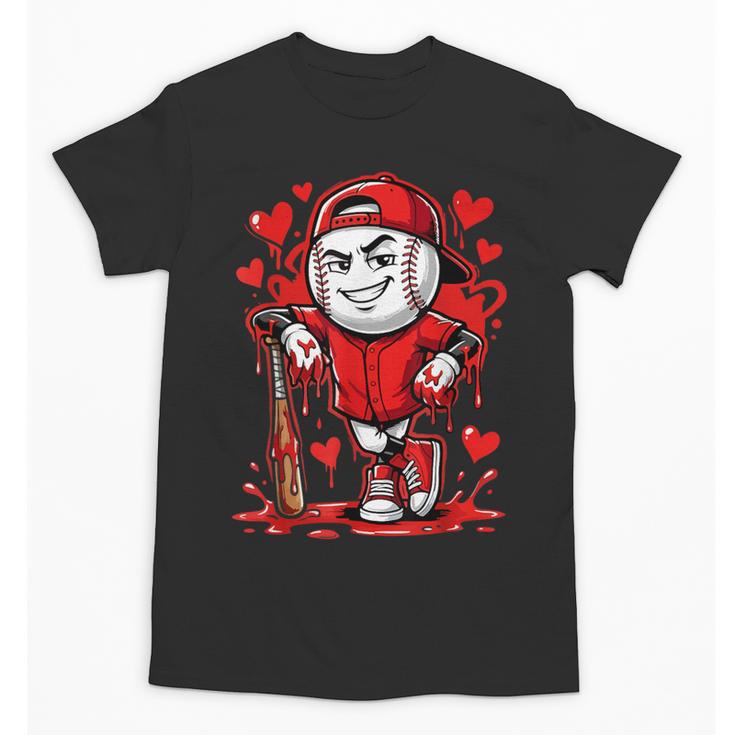 Baseball Drip Icecream Heart Red Valentine Day Boys Kids Unisex T-Shirt
