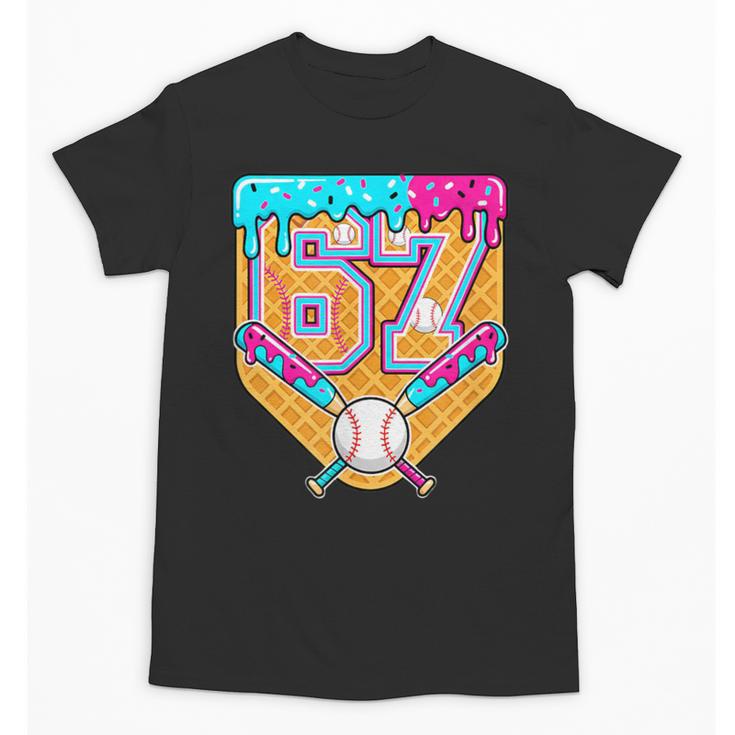Baseball Drip Number 67 Ice Cream Home Plate Drip Unisex T-Shirt