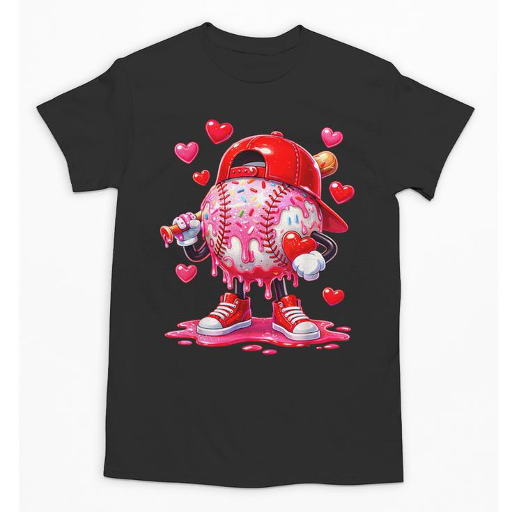 Baseball Drip Valentine Sports Vday Ice Cream Drip Heart Unisex T-Shirt