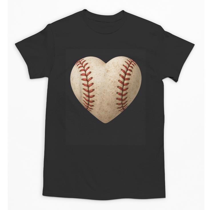 Baseball Heart Shape Valentines Day Love Boys Kids Men Unisex T-Shirt