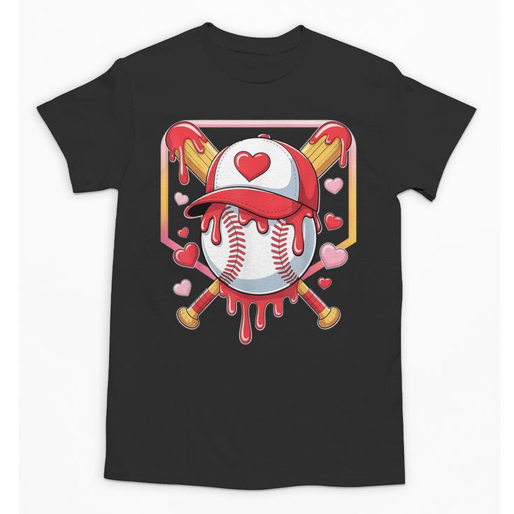 Baseball Heart Valentines Day Baseball Ice Cream Drip Boys Unisex T-Shirt