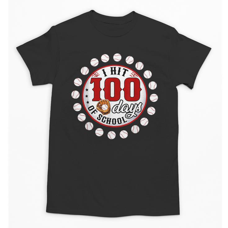 Baseball I Hit 100 Days Of School Baseball Player Kids Boys Unisex T-Shirt
