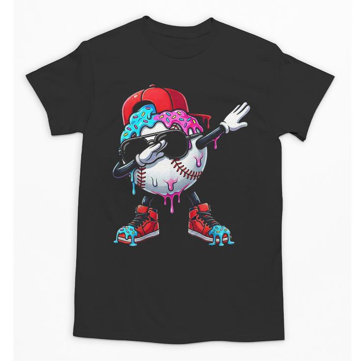 Baseball Ice Cream Drip Dabbing Sports Sprinkles For Boys Unisex T-Shirt