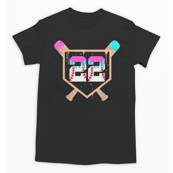 Baseball Ice Cream Drip Number 22 Player 22nd Birthday Unisex T-Shirt