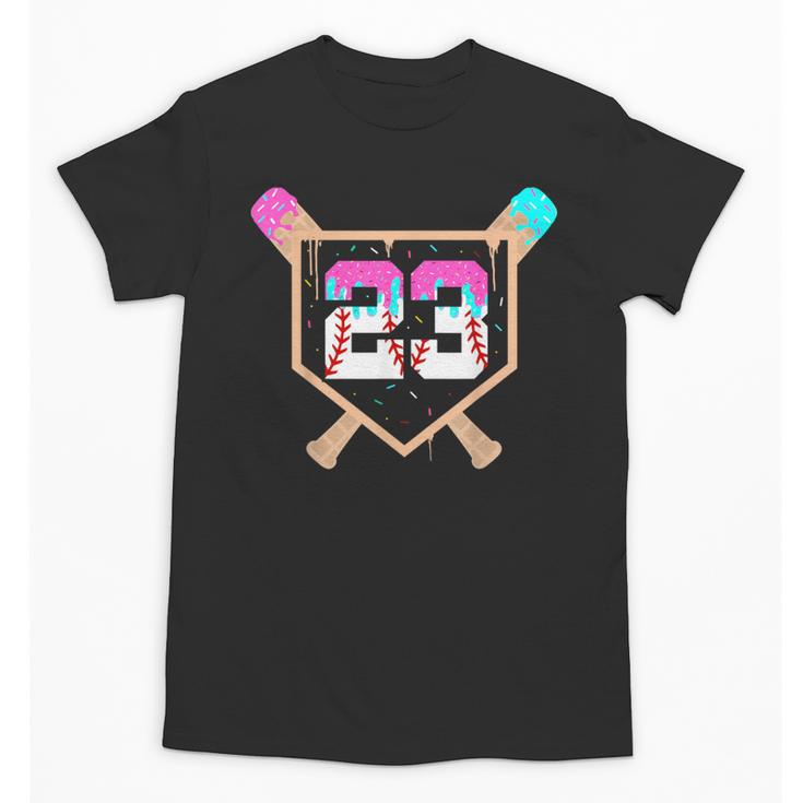 Baseball Ice Cream Drip Number 23 Player 23rd Birthday Unisex T-Shirt