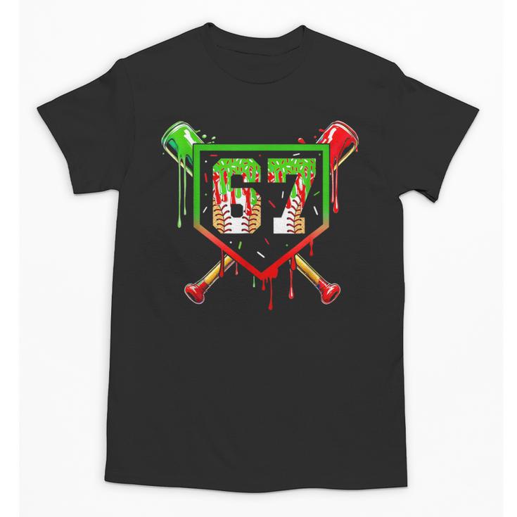 Baseball Ice Cream Drip Number 67 Player 6 7 Christmas Pjs Unisex T-Shirt