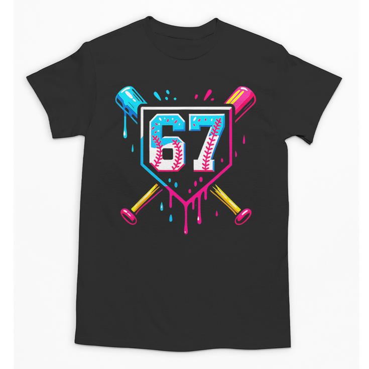 Baseball Ice Cream Drip Number 67 Player 67th Birthday 67 Unisex T-Shirt