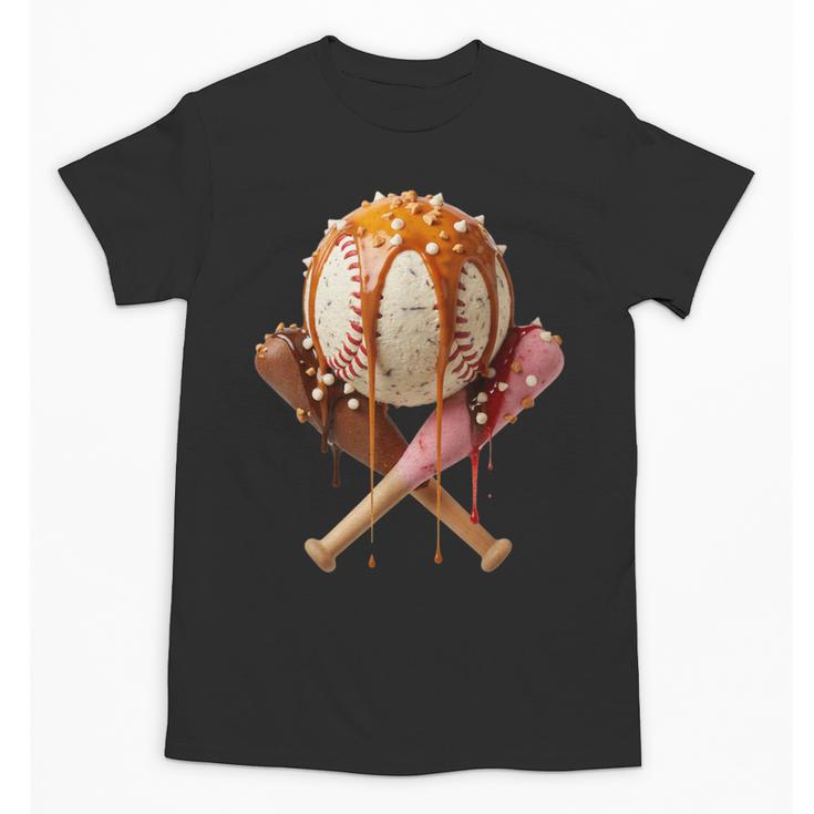 Baseball Ice Cream Drip Style Melting Ice Cream Youth Teen Unisex T-Shirt