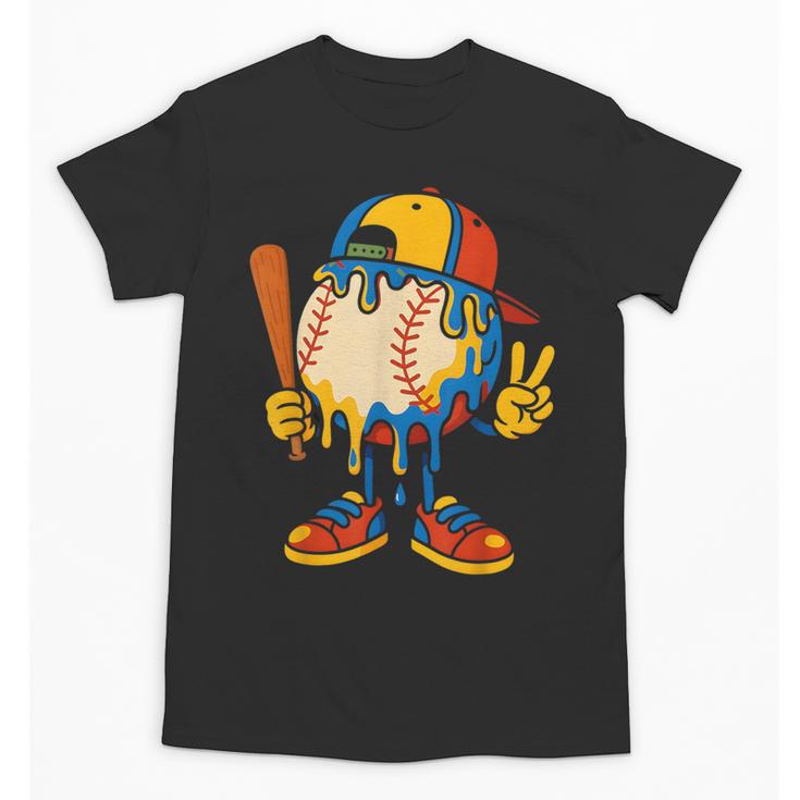 Baseball Ice Cream Drip Youth Back To School Baseball Stuff Unisex T-Shirt