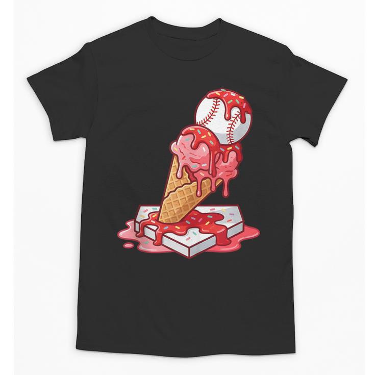 Baseball Ice Cream Drip Youth Strawberry Baseball Red Unisex T-Shirt