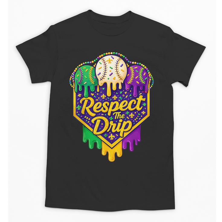 Baseball Ice Cream Respect The Drip Mardi Gras Carnival Boys Unisex T-Shirt