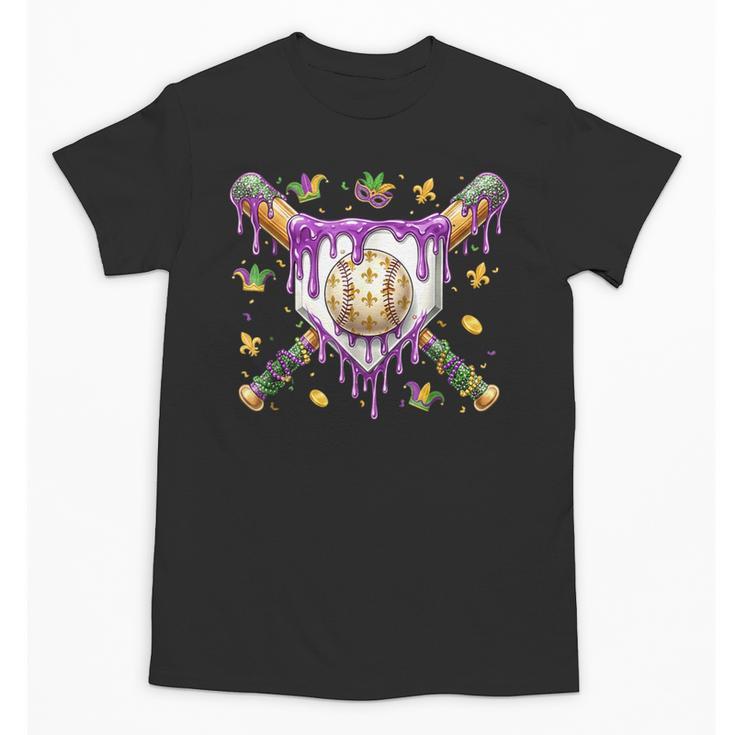 Baseball Mardi Gras Carnival Party Mask Ice Cream Drip Boys Unisex T-Shirt