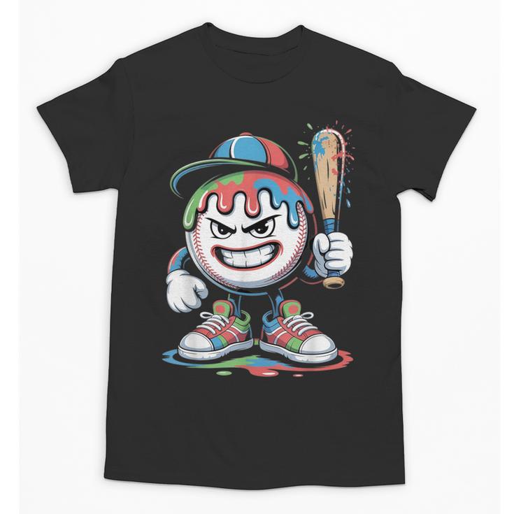 Baseball Mascot Attitude Graffiti Splash Bat Cap Unisex T-Shirt