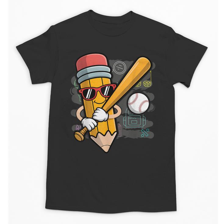 Baseball Player Pencil Back To School Cute Sport Students Unisex T-Shirt