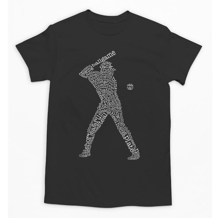 Baseball Player Typography Word Art Unisex T-Shirt