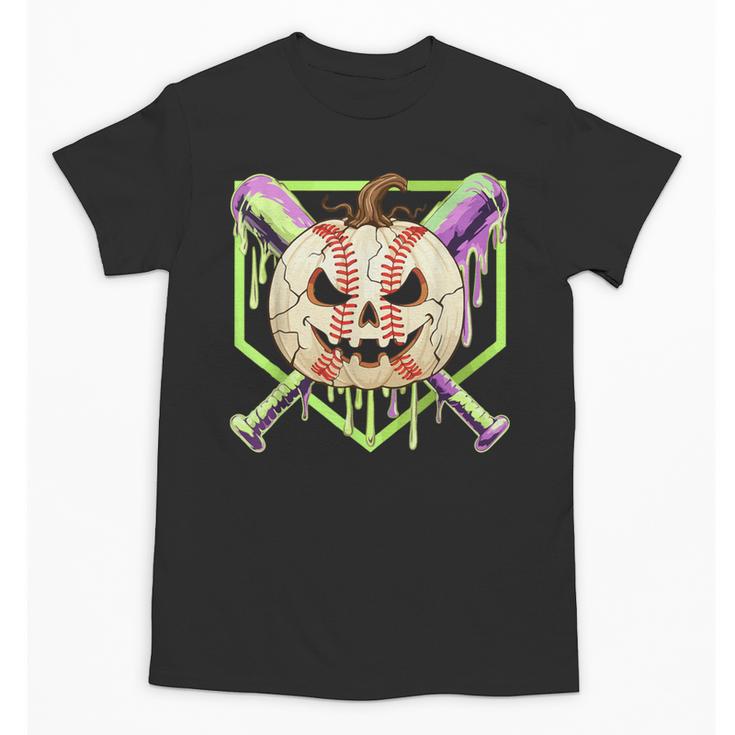 Baseball Pumpkin Halloween Baseball Drip Spooky Halloween Unisex T-Shirt