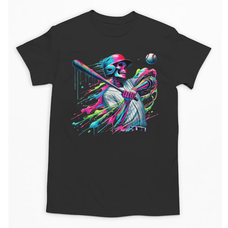 Baseball Skeleton Ice Cream Drip Baseball Boys Youth Unisex T-Shirt