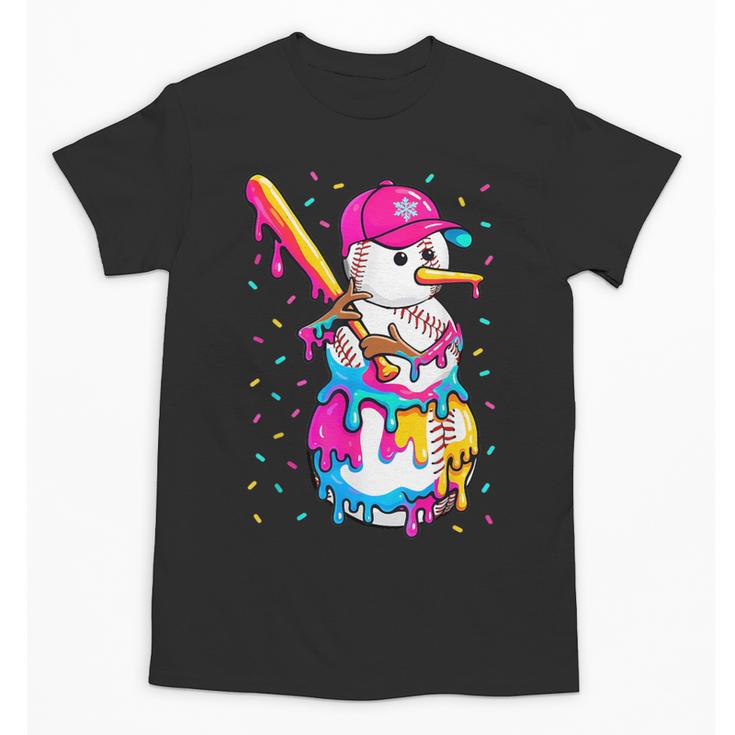 Baseball Snowman Drip Christmas Baseball Boys Men Kids Unisex T-Shirt