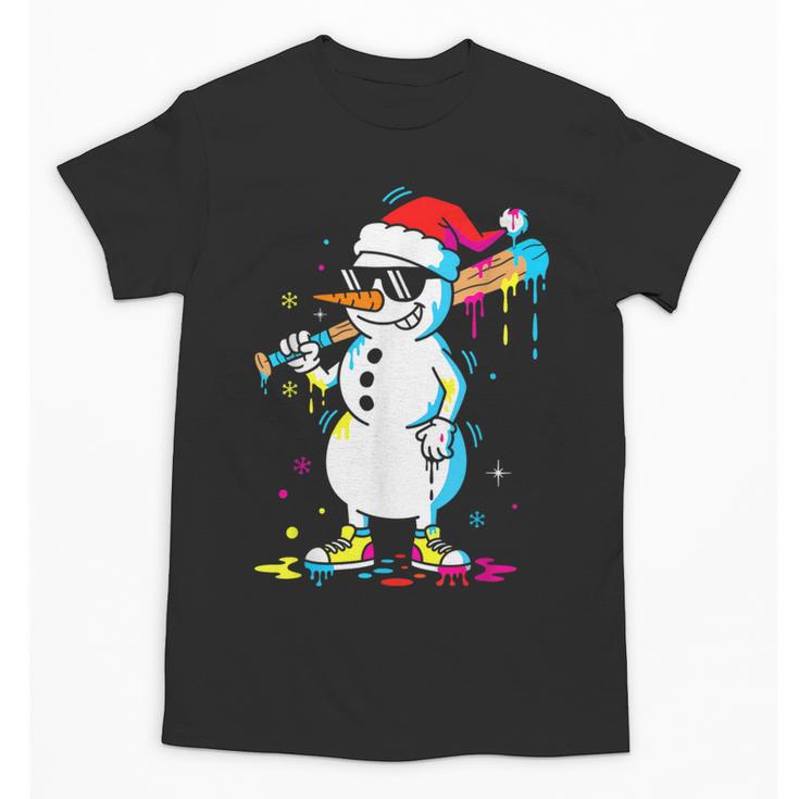 Baseball Snowman Drip Cool Christmas Men Boys Girls Unisex T-Shirt