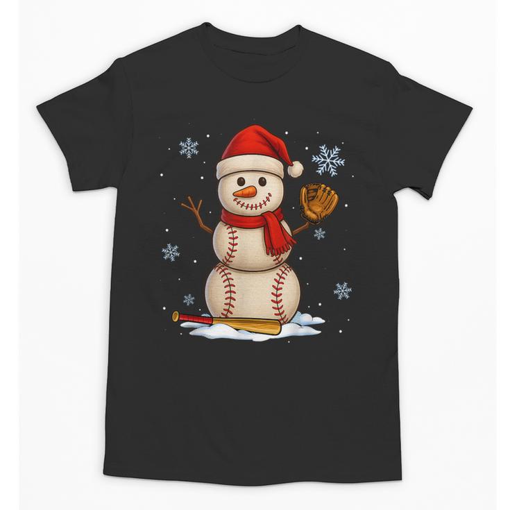 Baseball Snowman Merry Christmas Holiday Sports Xmas Pajamas Unisex T-Shirt