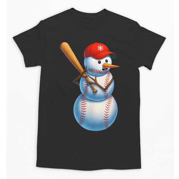 Baseball Snowman Merry Christmas Xmas Pajamas Men Women Kids Unisex T-Shirt