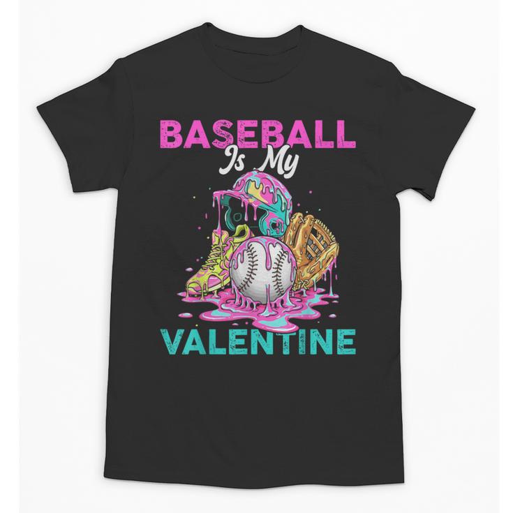 Baseball Is My Valentine Ice Cream Drip Crossed Bats Sport Unisex T-Shirt