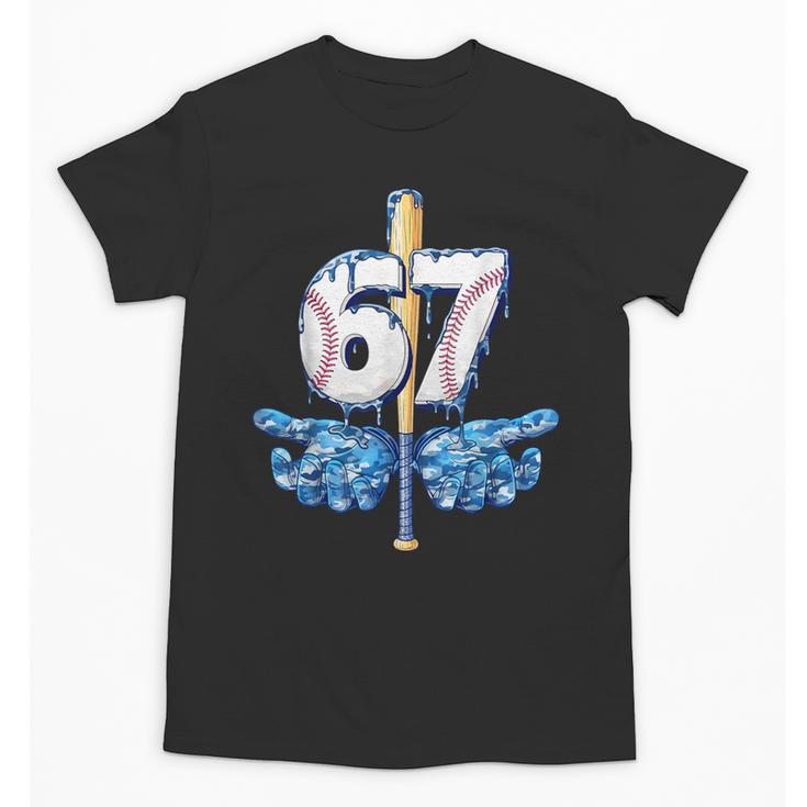 Blue Camo Baseball 67 Six Seven Camo Ice Cream Drip Boy Teen Unisex T-Shirt