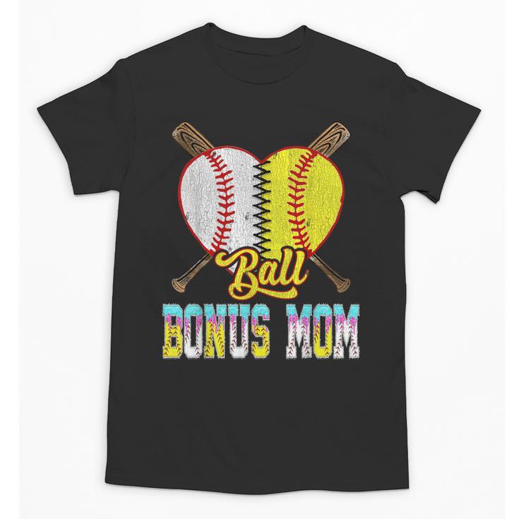 Bonus Mom Of Both Half Baseball Softball Ice Cream Drip Unisex T-Shirt