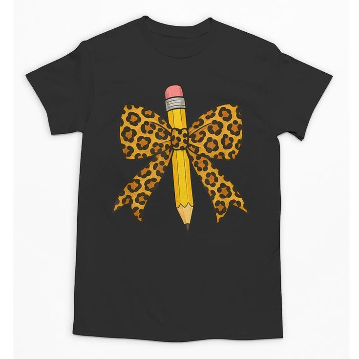 Bow Pencil Leopard First Day Of School Back To School Unisex T-Shirt