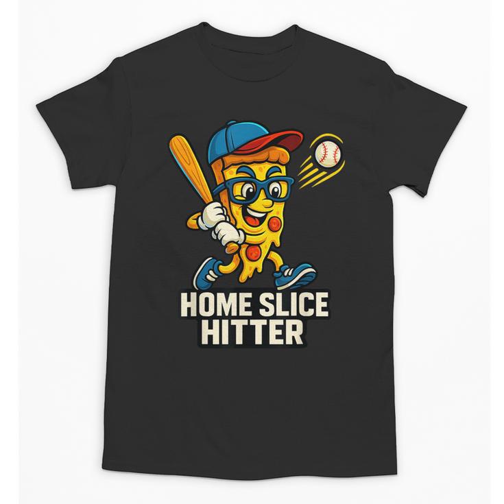 Boys Pizza Theme Baseball Home Hitter Unisex T-Shirt